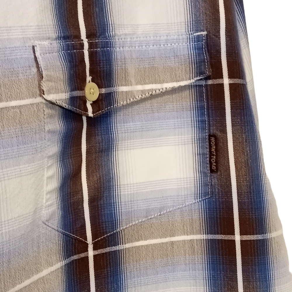 Horny Toad Blue / Brown Plaid Button-up Long Sleeve Men's Shirt Size Large - Picture 7 of 12